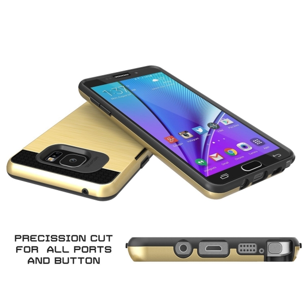 Punkcase Samsung Note 5 Slot Serisi Armor Kapak Klf (MIL-STD-810G)-Gold