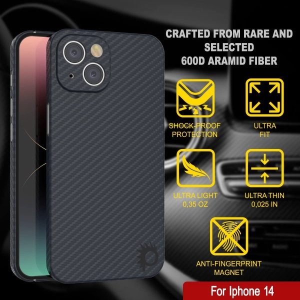 Punkcase AramidShield Serisi iPhone 14 Karbon Fiber Klf (MIL-STD-810G)