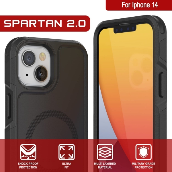 Punkcase Spartan Serisi iPhone 14 Manyetik Klf (MIL-STD-810G)-Blue