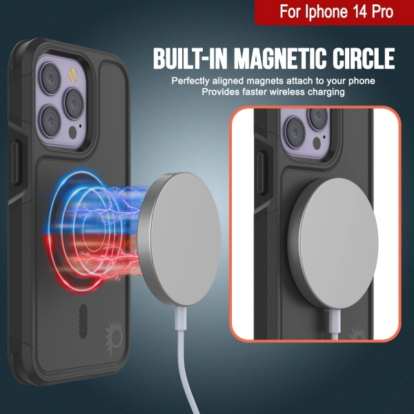 Punkcase Spartan Serisi iPhone 14 Pro Manyetik Klf (MIL-STD-810G)-Black