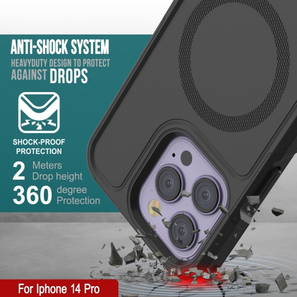 Punkcase Spartan Serisi iPhone 14 Pro Max Manyetik Klf (MIL-STD-810G)-Blue