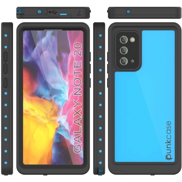 Punkcase StudStar Serisi Galaxy Note 20 Su Geirmez Klf -Light Blue