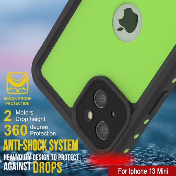 Punkcase StudStar Serisi iPhone 13 Mini Su Geirmez Klf-Light Green
