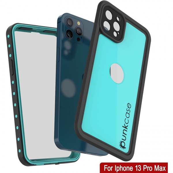 Punkcase StudStar Serisi iPhone 13 Pro Max Su Geirmez Klf-Teal