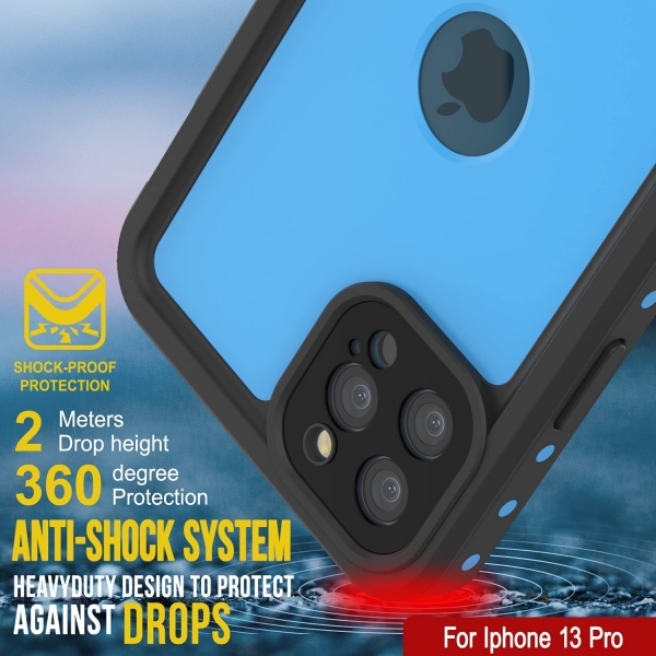Punkcase StudStar Serisi iPhone 13 Pro Su Geirmez Klf-Light Blue