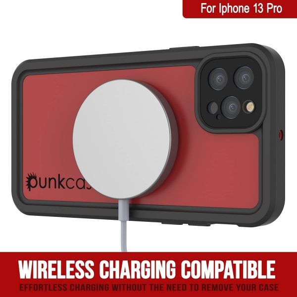Punkcase StudStar Serisi iPhone 13 Pro Su Geirmez Klf-Red