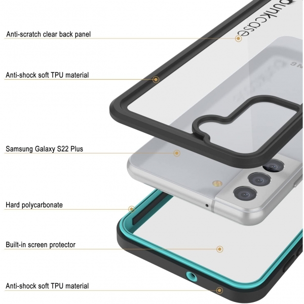 Punkcase Ultimato Serisi Galaxy S22 Plus Su Geirmez Klf-Teal