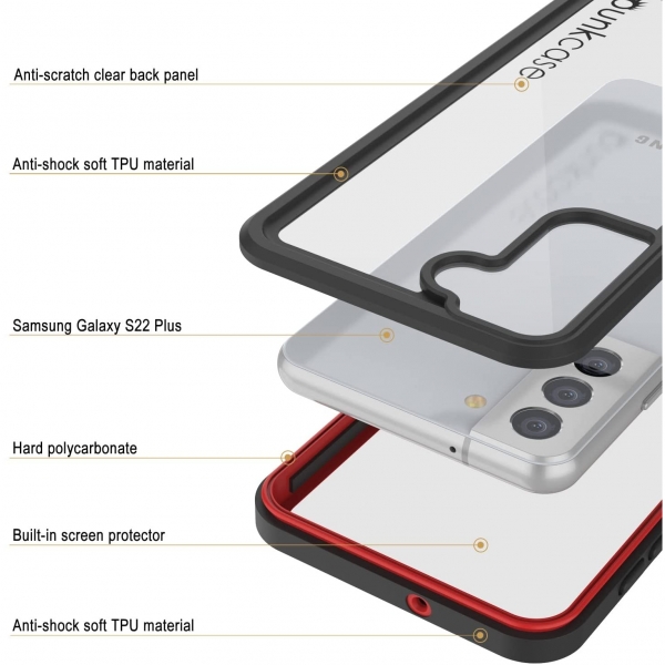 Punkcase Ultimato Serisi Galaxy S22 Plus Su Geirmez Klf-Red