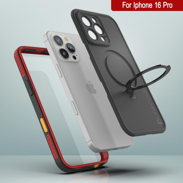 Punkcase iPhone 16 Pro Su Geirmez Kickstud 2.0 Klf-Red
