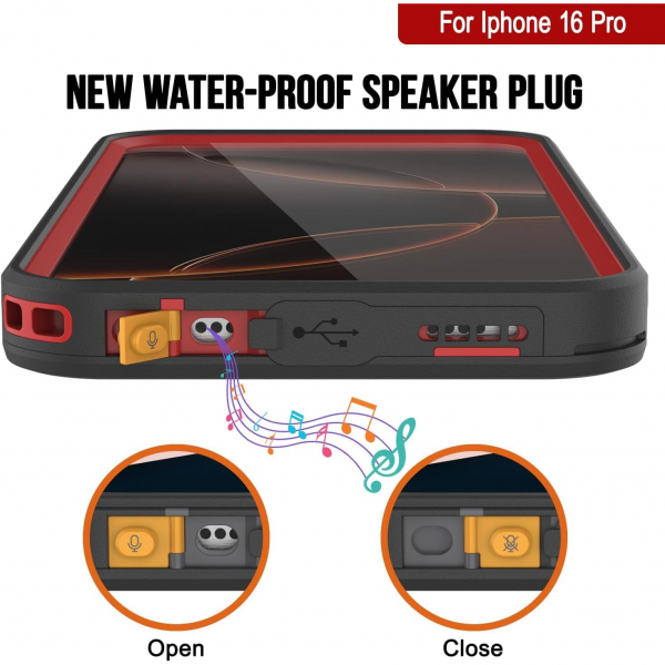 Punkcase iPhone 16 Pro Su Geirmez Kickstud 2.0 Klf-Red