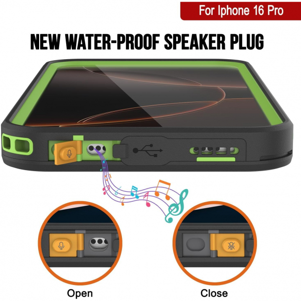 Punkcase iPhone 16 Pro Su Geirmez Kickstud 2.0 Klf-Green