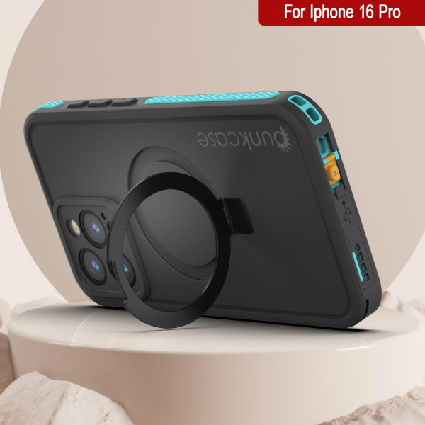 Punkcase iPhone 16 Pro Su Geirmez Kickstud 2.0 Klf-Teal