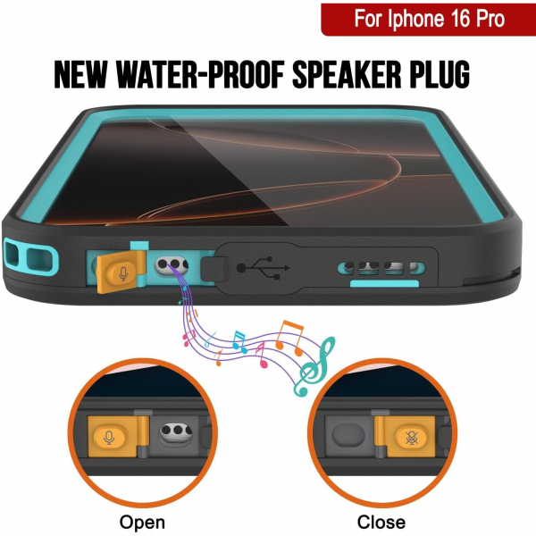 Punkcase iPhone 16 Pro Su Geirmez Kickstud 2.0 Klf-Teal