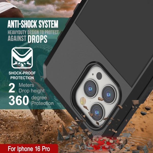 Punkcase iPhone 16 Pro Su Geirmez Klf-Black