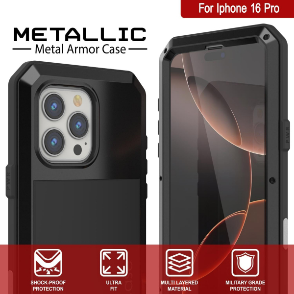 Punkcase iPhone 16 Pro Su Geirmez Klf-Black