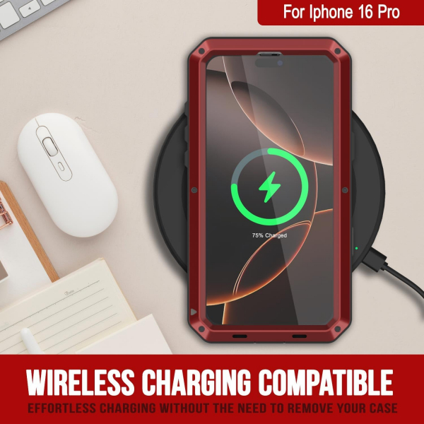 Punkcase iPhone 16 Pro Su Geirmez Klf-Red