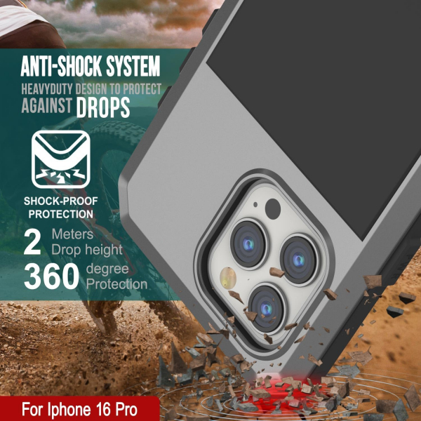 Punkcase iPhone 16 Pro Su Geirmez Klf-Silver