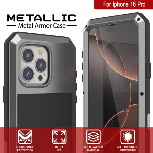 Punkcase iPhone 16 Pro Su Geirmez Klf-Silver