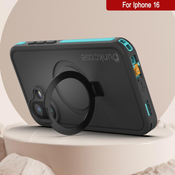 Punkcase iPhone 16 Su Geirmez Kickstud 2.0 Klf-Teal