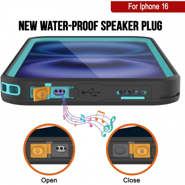 Punkcase iPhone 16 Su Geirmez Kickstud 2.0 Klf-Teal