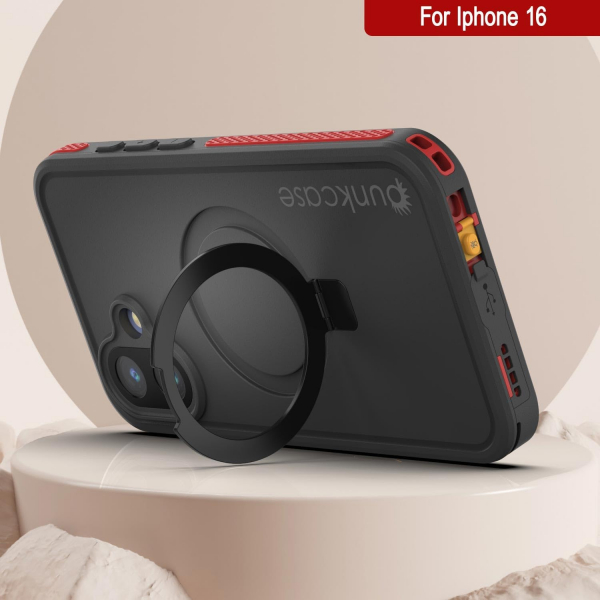 Punkcase iPhone 16 Su Geirmez Kickstud 2.0 Klf-Red