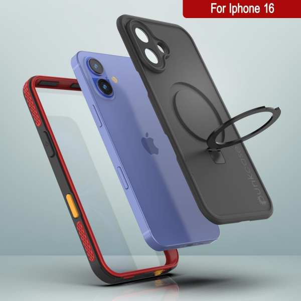 Punkcase iPhone 16 Su Geirmez Kickstud 2.0 Klf-Red