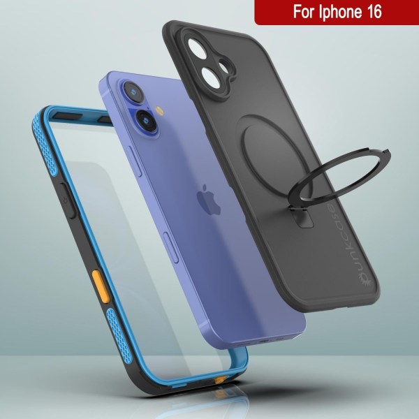 Punkcase iPhone 16 Su Geirmez Kickstud 2.0 Klf-Blue