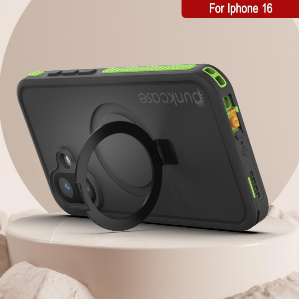 Punkcase iPhone 16 Su Geirmez Kickstud 2.0 Klf-Green
