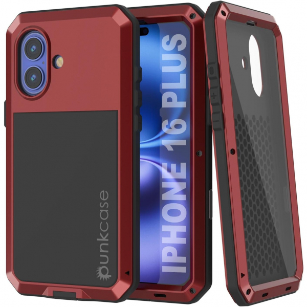 Punkcase iPhone 16 Plus Su Geirmez Klf-Red