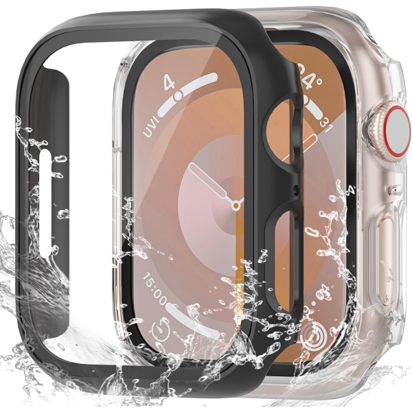 QCKANLJ Apple Watch 9 45mm Bumper Klf-Black Clear 