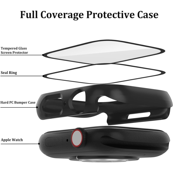QCKANLJ Apple Watch 9 45mm Bumper Klf-Black Clear 
