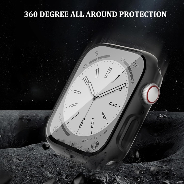 QCKANLJ Apple Watch 9 Su Geirmez Bumper Klf(45mm)-Black Clear 