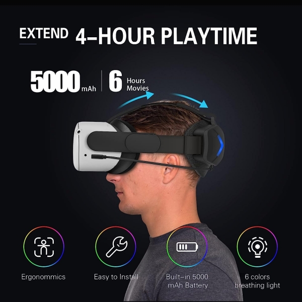 QWOS Oculus Quest 2 Uyumlu RGB VR Gzlk