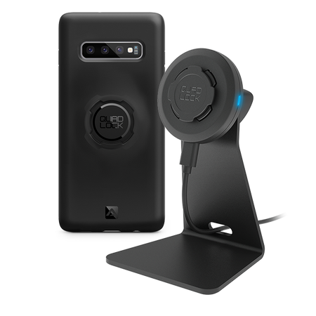 Quad Lock Samsung Galaxy S10 Plus Kablosuz arj Aleti Ve Masa Stand Seti