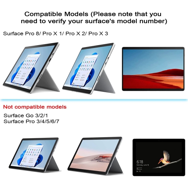 Qulose Surface Pro X/8/9 Aydınlatmalı Klavye 