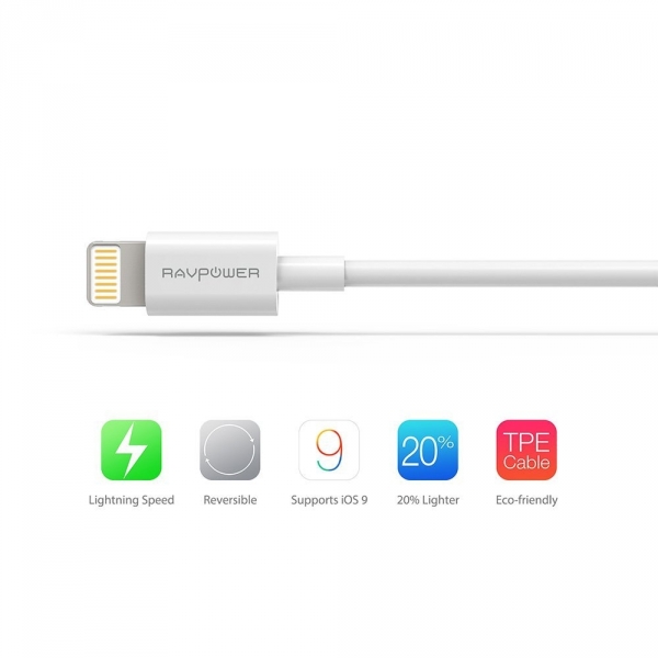 RAVPower Apple Lightning to USB Kablo (4 Adet)-White