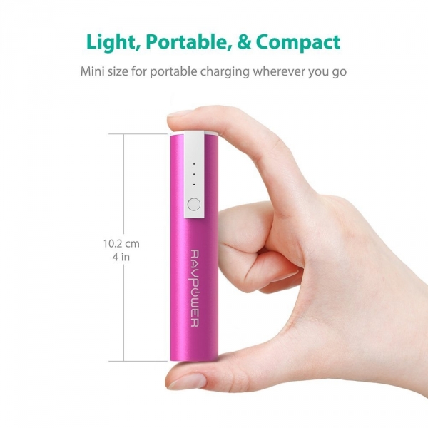 RAVPower Luster Mini Tanabilir Batarya (3350 mAh)-Pink