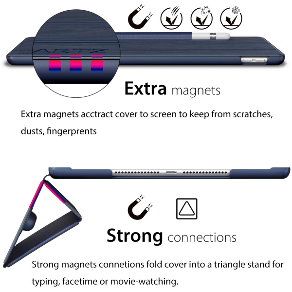 ROARTZ iPad Kalem Bölmeli Kılıf (10.2 inç) (7.Nesil)-Metallic Navy Blue