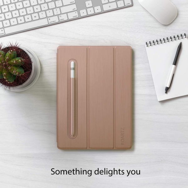 ROARTZ iPad Kalem Blmeli Klf (10.2 in) (7.Nesil)-Rose Gold