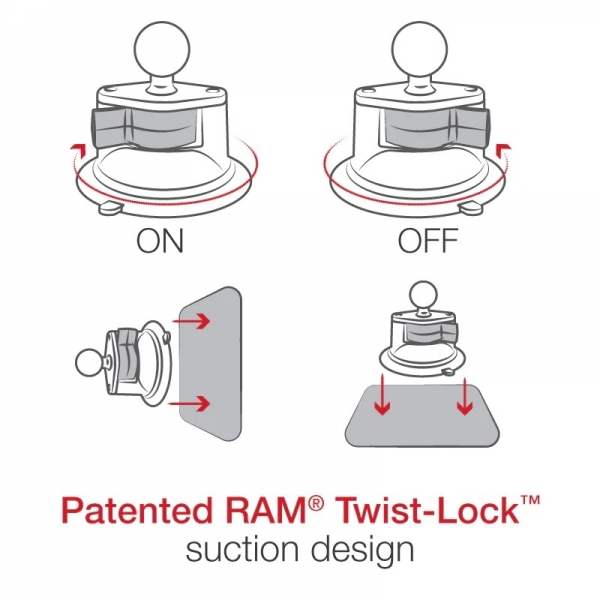 Ram Mounts iPad Mini 4/5 Uyumlu Twist-Lock Vantuz Yuvas RAM-B-166-AP20U