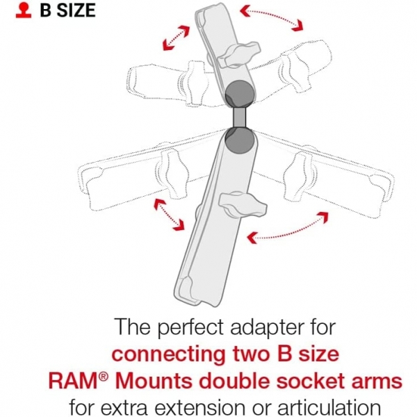 Ram Mounts Orta Ve Uzun Kollu ift Soket B Size Kol Adaptr RAM-B-201-201U-C
