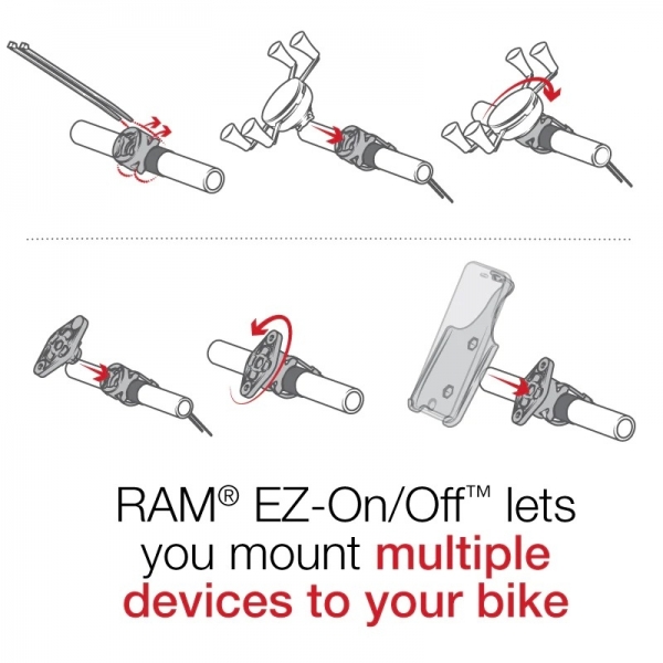  Ram Mounts X-Grip Byk Boy Telefon Yuvas ve EZ-On/Off Bisiklet Taban RAP-274-1-UN10