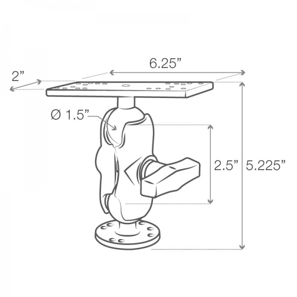 Ram Mounts Universal C Size Ksa Boy Marine Elektronik Yuvas RAM-111U-B