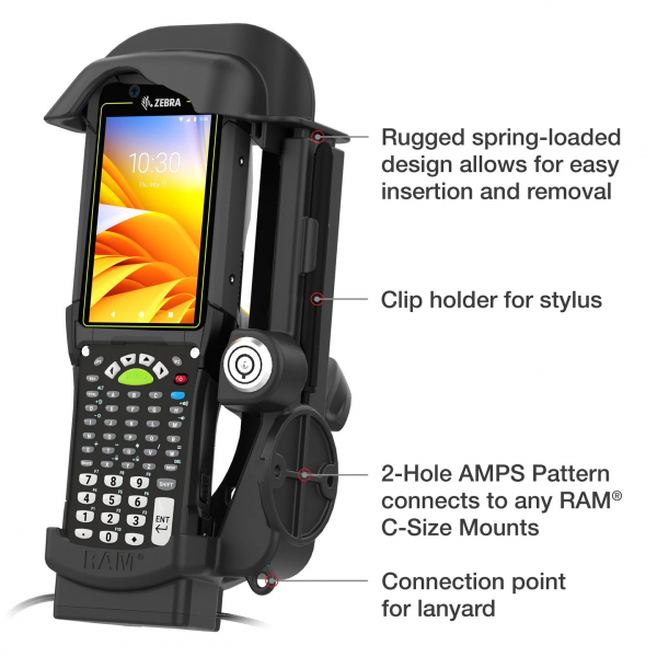 Ram Mounts Zebra MC9400/MC9300 in RAM-HOL-ZE32PDLU