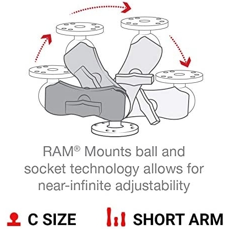 Ram Mounts ift Soket C Size Ksa Boy Kol RAM-201U-B