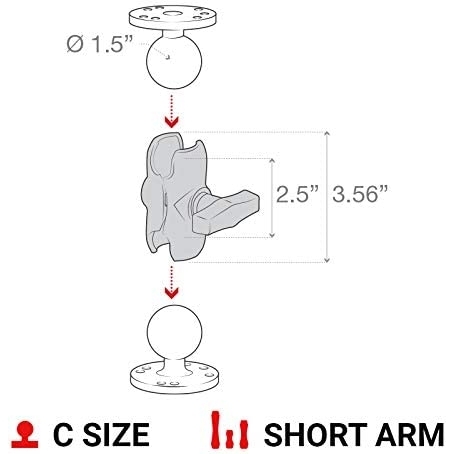 Ram Mounts ift Soket C Size Ksa Boy Kol RAM-201U-B