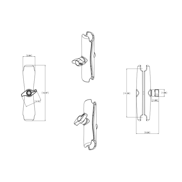 Ram Mounts ift Soket Uzun D Boy Kol RAM-D-201U-E