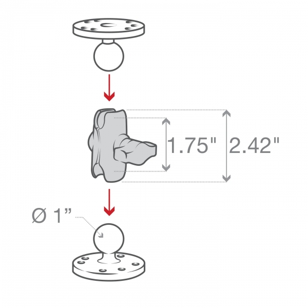 Ram Mounts ift Soketli Ksa Boy Kol RAP-B-201U-A