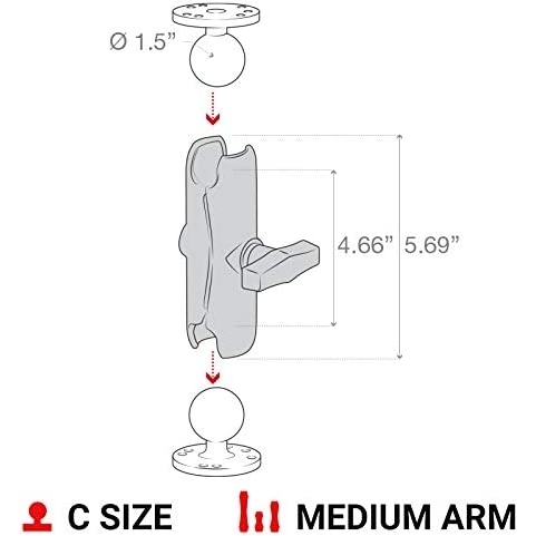 Ram Mounts ift Yuval C Size Orta Boy Kol RAM-201U  