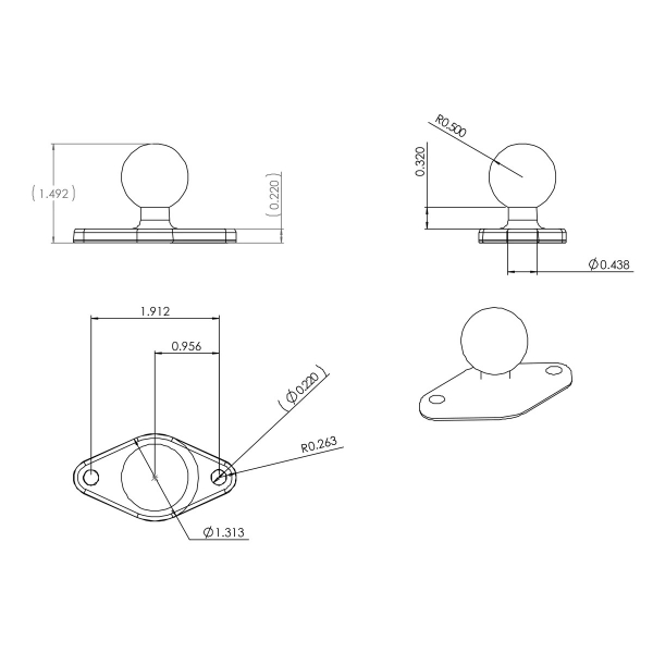  Ram Mounts Elmas Bilyeli Taban RAM-B-238U